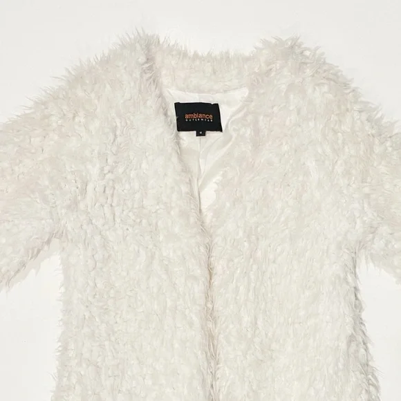 Ambiance White Faux Fur Jacket - Picture 3 of 11